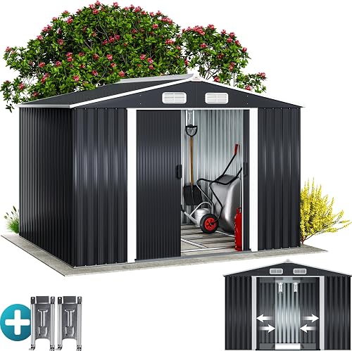 GARDEBRUK® 8x6ft Metal Garden Shed with Foundation, Outdo…