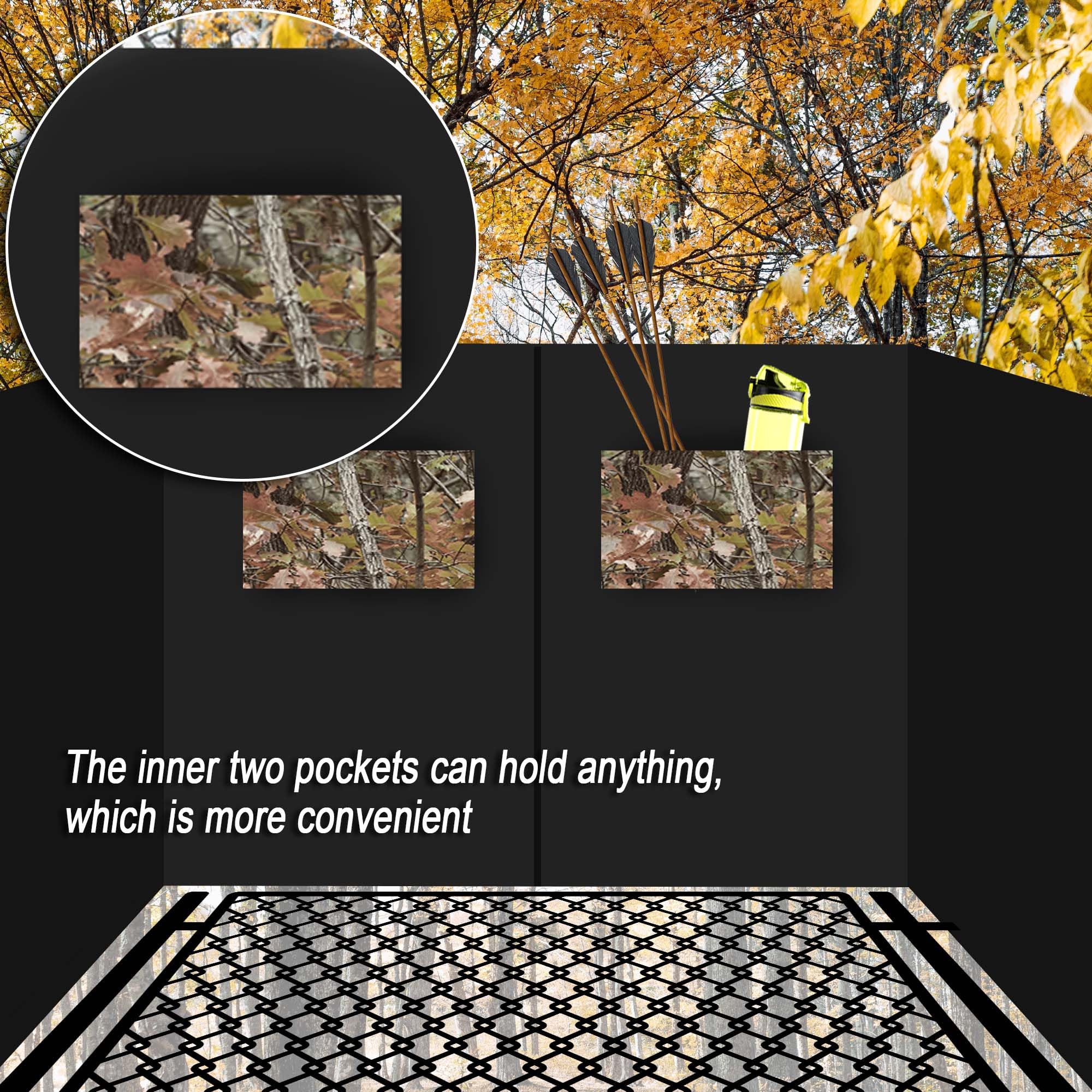 Treestand - Tenda da caccia con supporto per albero da caccia, 259 x 94 cm, tenda mimetica per finestre, tenda da terra mimetica con cerniera e tasca, per caccia all'aperto di cervi e tacchino
