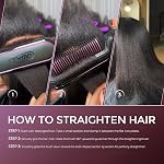 Brosse de lissage des cheveux et fer plat 2 en 1 - TYMO FLIPRO 200M Brosse de redressage des ions pour les femmes, Peigne chaude double tension en céramique pour les droites anti-friss, Tirage minimal, Moins de dommages à la chaleur, Noir
