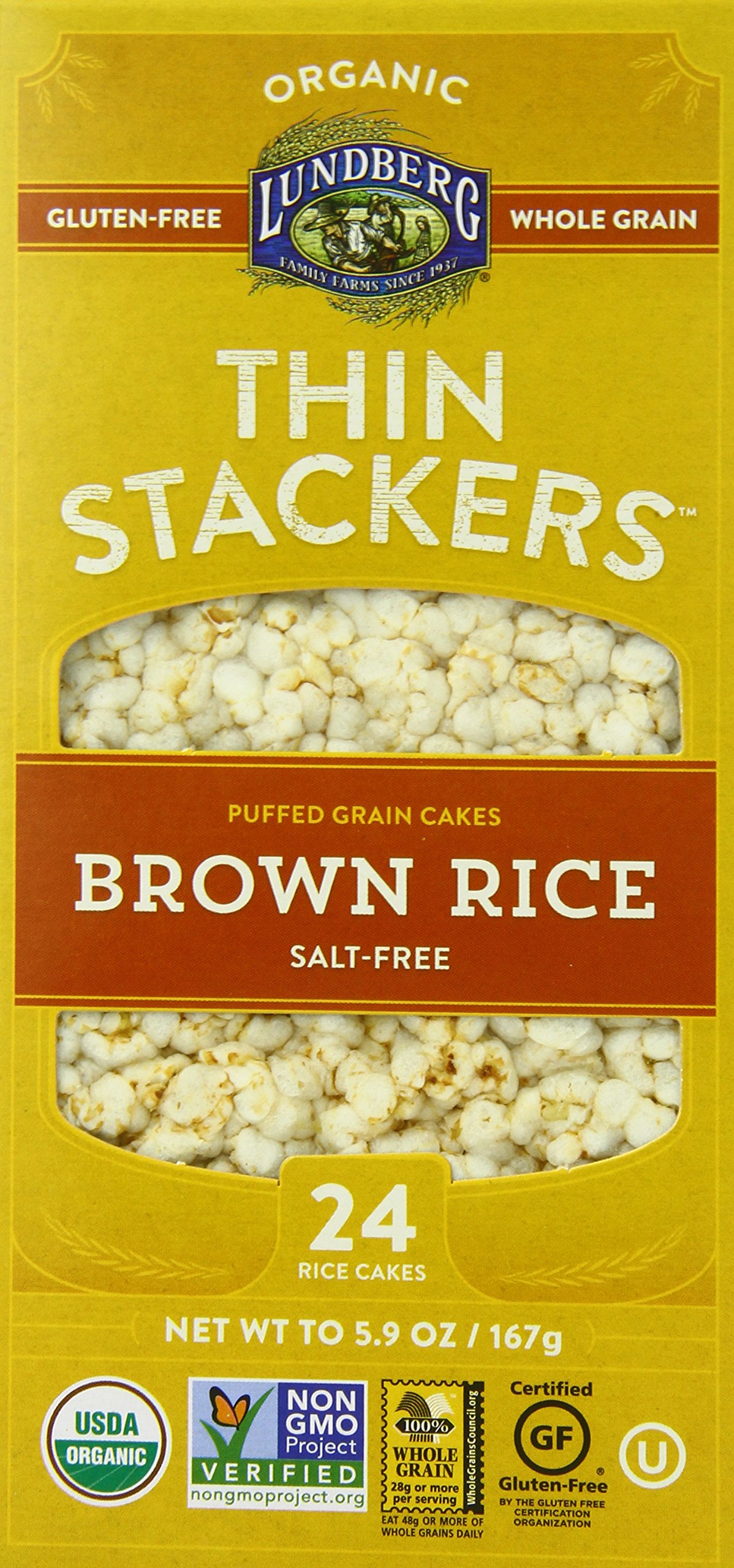 LundbergOrganic Thin Stackers Brown Rice Salt-Free 5.9 Oz. 151219