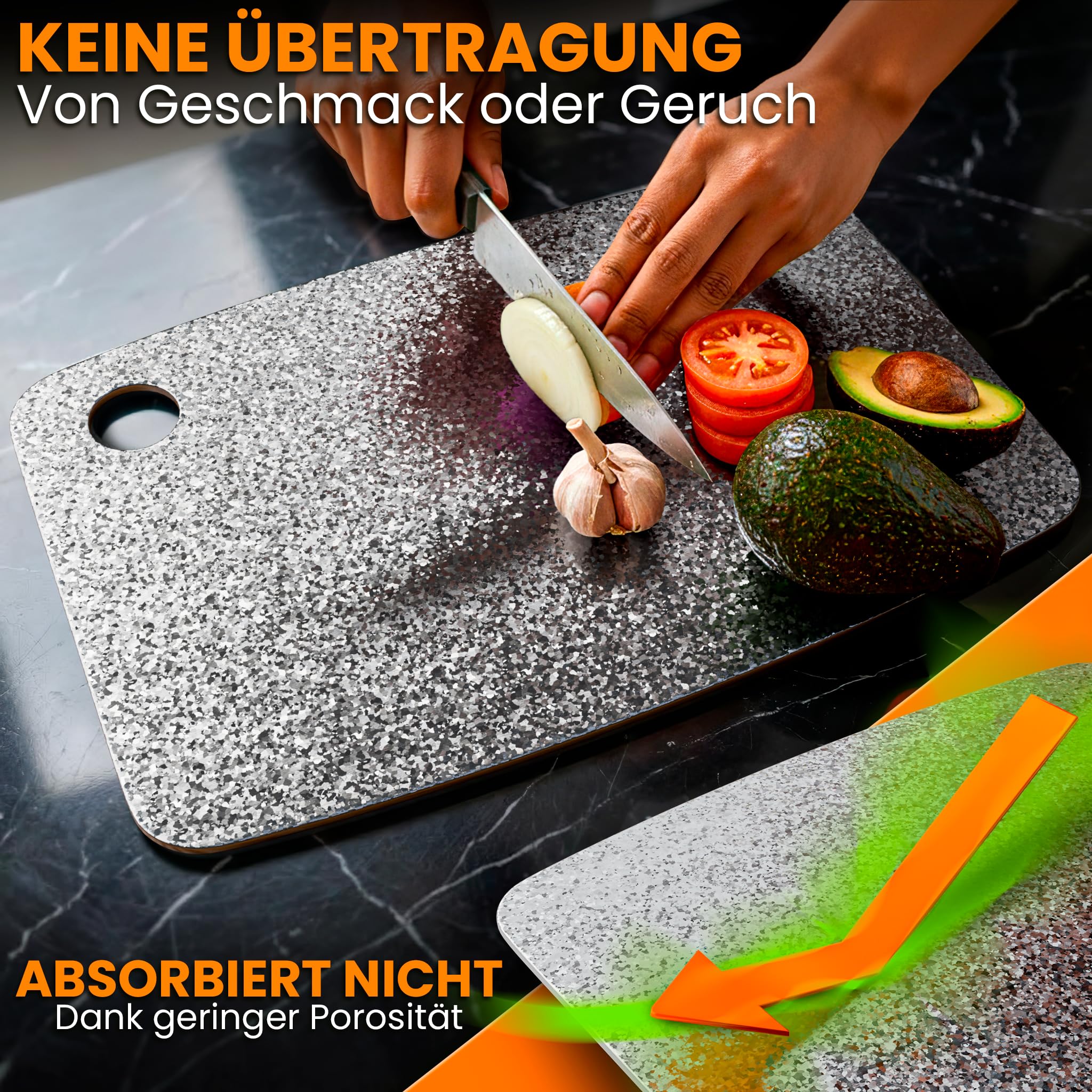 Titan Schneidebrett 100% Reintitan 40x30cm – Schneidebrett Titan Doppelseitig & Antibakteriell – Titan-Schneidebrett cm Ultrarobust, Hygienisch – Schneidebretter Titan Küche
