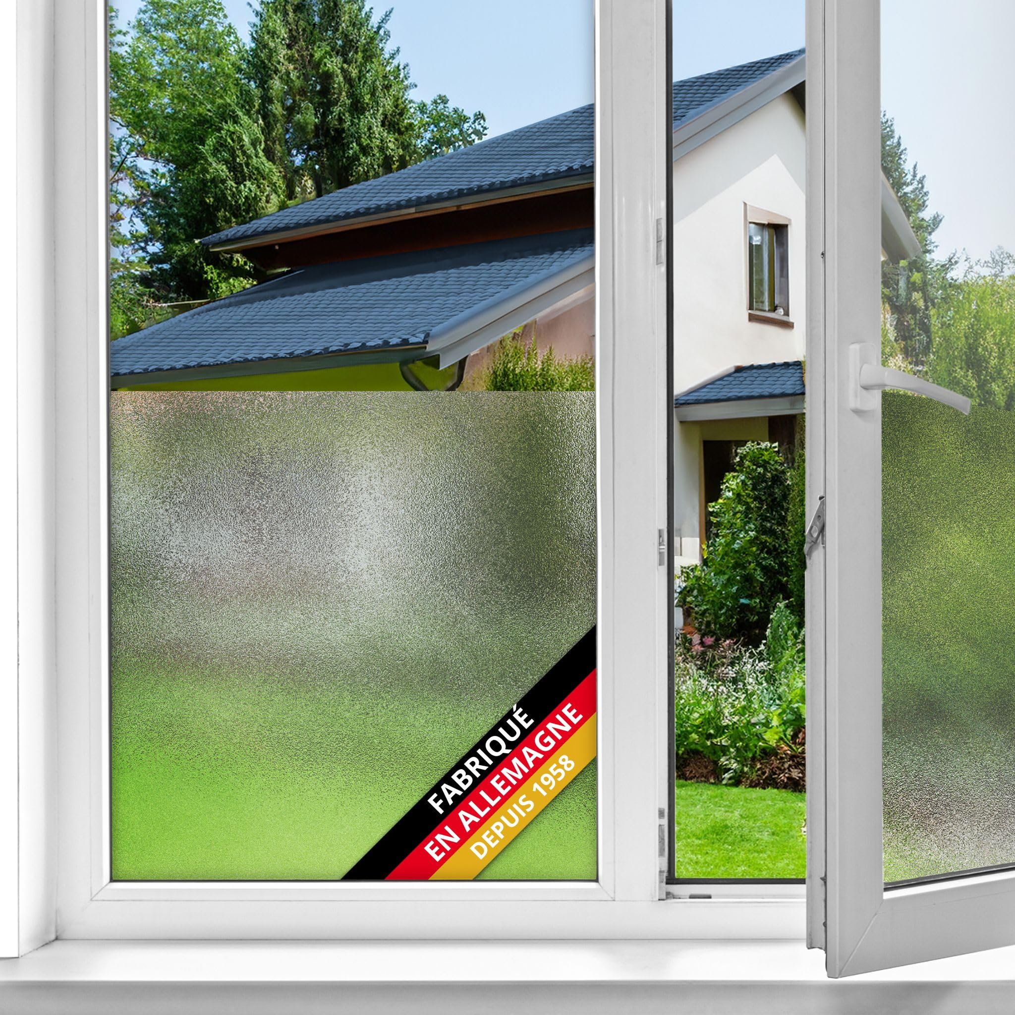 d-​c-​fix film pour fenêtre anti regard Laiteux 45 cm x 1,​5 m – film occultant statique pour vitres à motif moderne – adhérence statique, opaque, décoratif