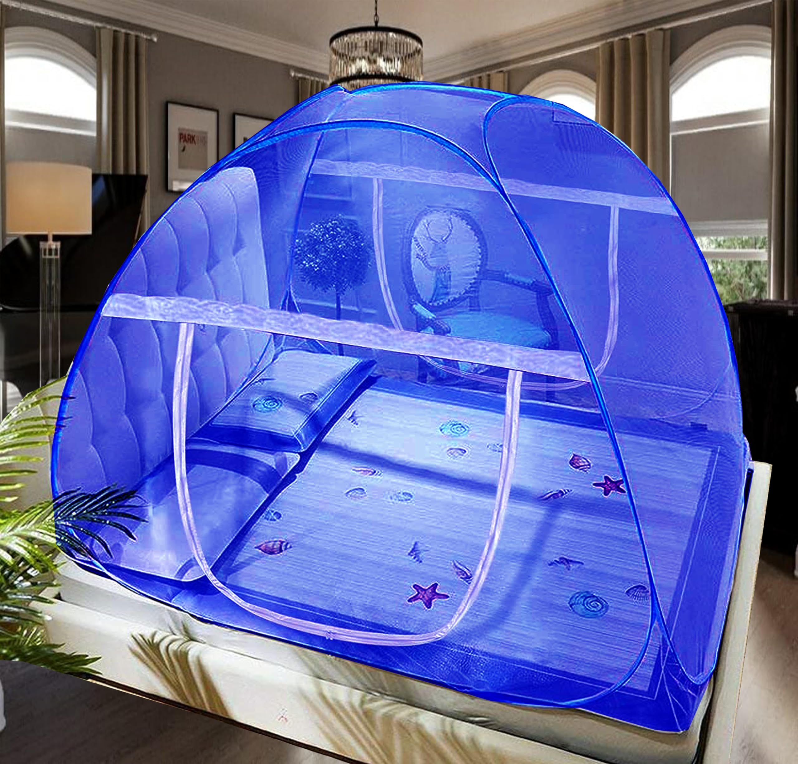 Royal Blue Foldable Mosquito Net for Double Bed & King Size Bed | Insect Protection Canopy for Home, Travel & Outdoor Use | Lightweight, Durable-image-26