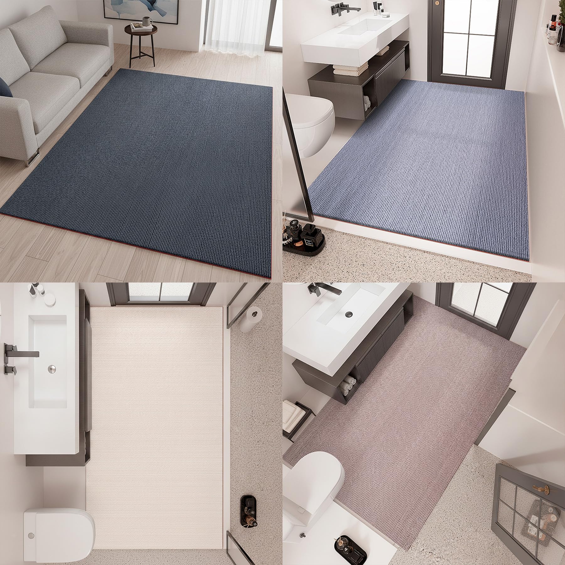 Tapis pour Entrée Antidérapant Lavable 120x160cm Gris Clair