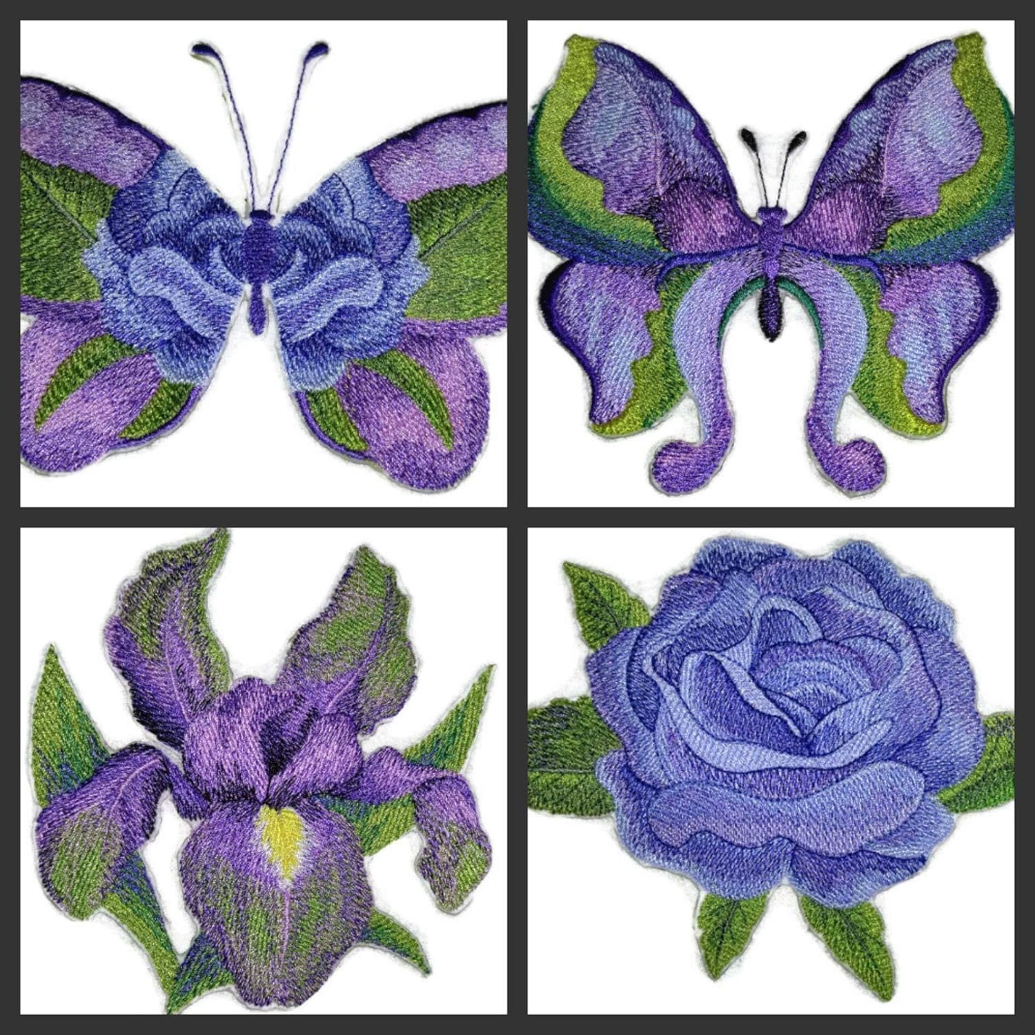 Custom and Unique Water Color Blooms and Butterflies [Watercolor Forget Me Not Bloom] Embroidered Iron on/Sew Patch [5.23" * 4.82"] [Made in USA]