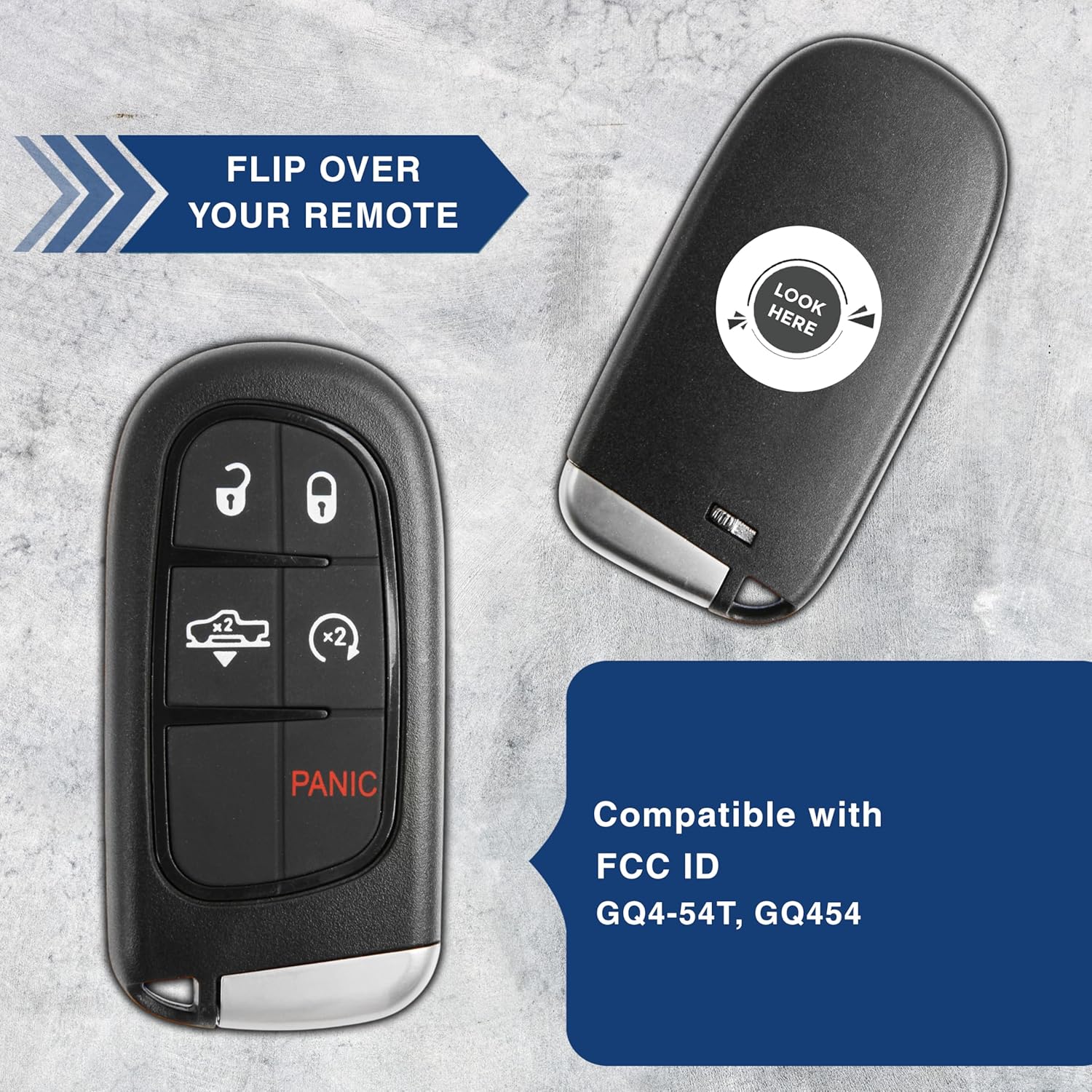 KeylessOption Keyless Entry Remote Start Smart Car Key Fob Alarm for Air Suspension Dodge Ram 1500, 2500, GQ4-54T