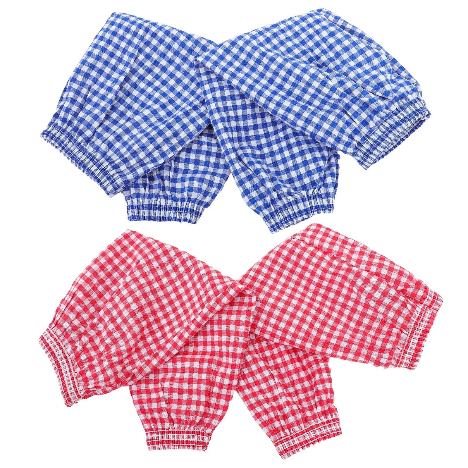LOVSSU Waterproof Oversleeves Waterproof Sleeve Cover 2 Pairs Oilproof Oversleeves Plaid Elastic Washable Cooking Kitchen Cleaning