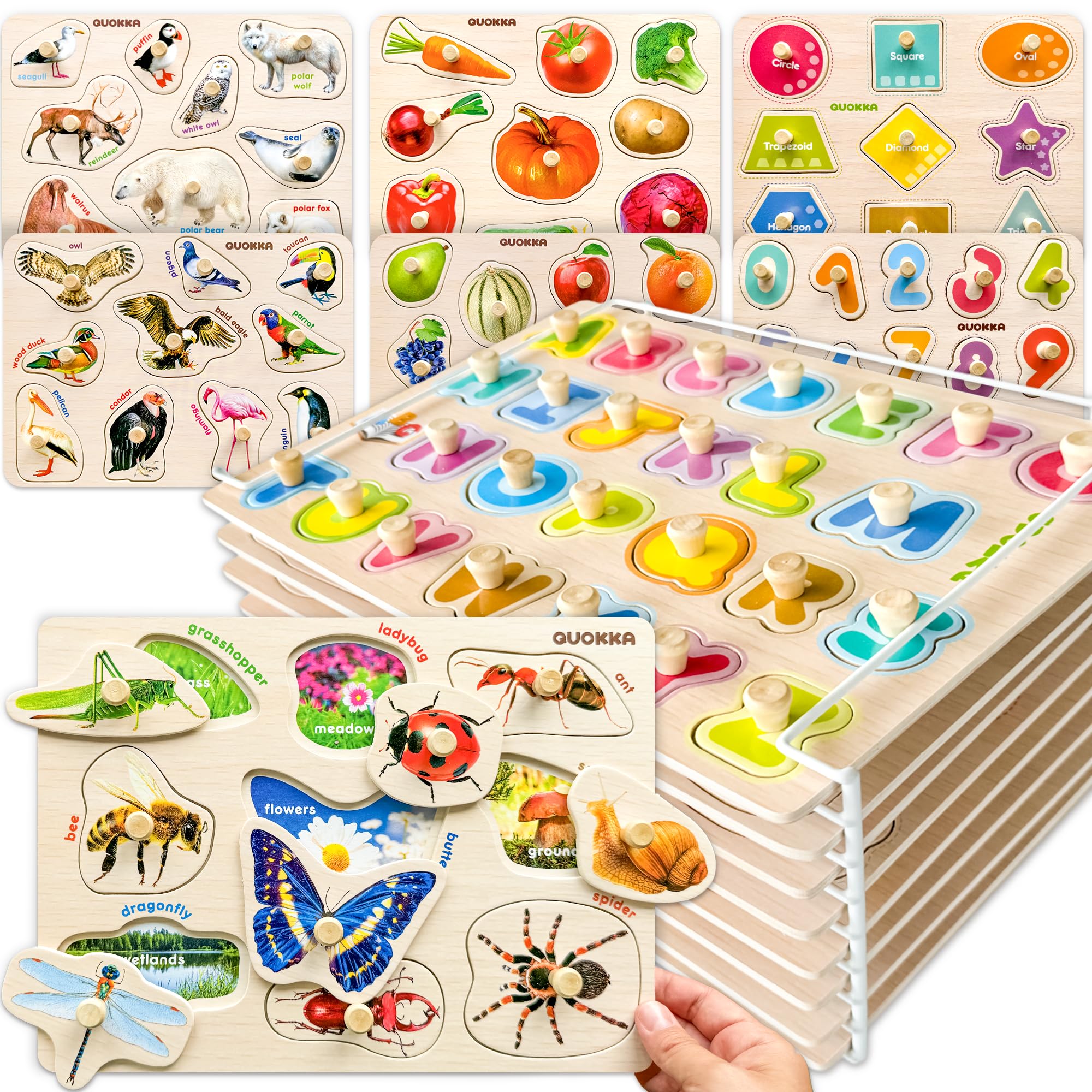 Quokka Puzzle Madera Niños 1 2 Años – Set 8 Juegos Montessori 2 3 Años - Montessori ABC Realista Puzzle Bebe – Juguete Rompecabezas Madera – Regalo Educativo Infantiles de 2 a 5