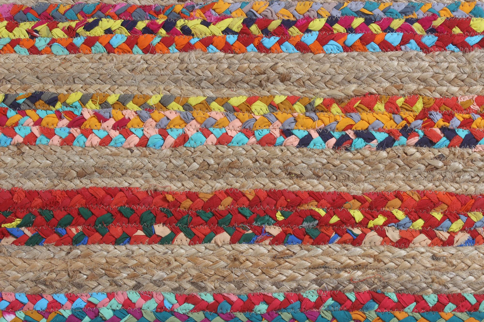 Chindi Baumwoll-Jute-Läufer, 6,6 x 61 cm, gewellter Läufer, mehrfarbig, Umhang-Design, dick, 0,7 cm, geflochtener Teppich, Flachgewebe, Läufer, Teppiche für Küche, Nachttisch, Yoga-Matte
