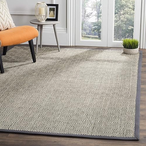 Miniatura 2 de SAFAVIEH Natural Fiber Collection - Alfombra de área de 6 x 9 pies, color gris oscuro y natural, diseño rústico de sisal, fácil cuidado, ideal para