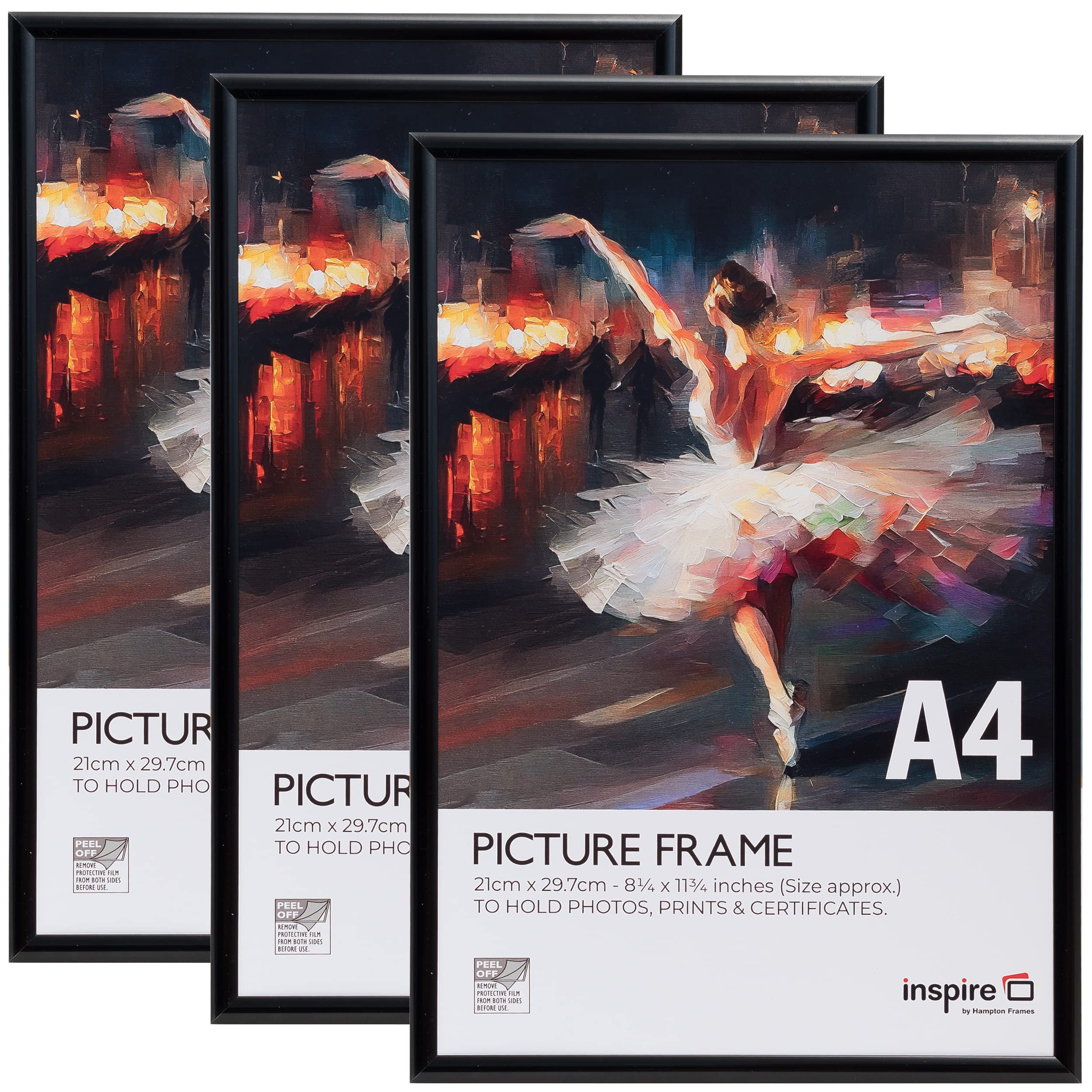Inspire By Hampton Frames Black Inspire By Hampton Aluminium A4 (21X30cm) Poster Certificate Frame Acrylic (Non-Glass) Ibhpaafa4bblkx-Pk3