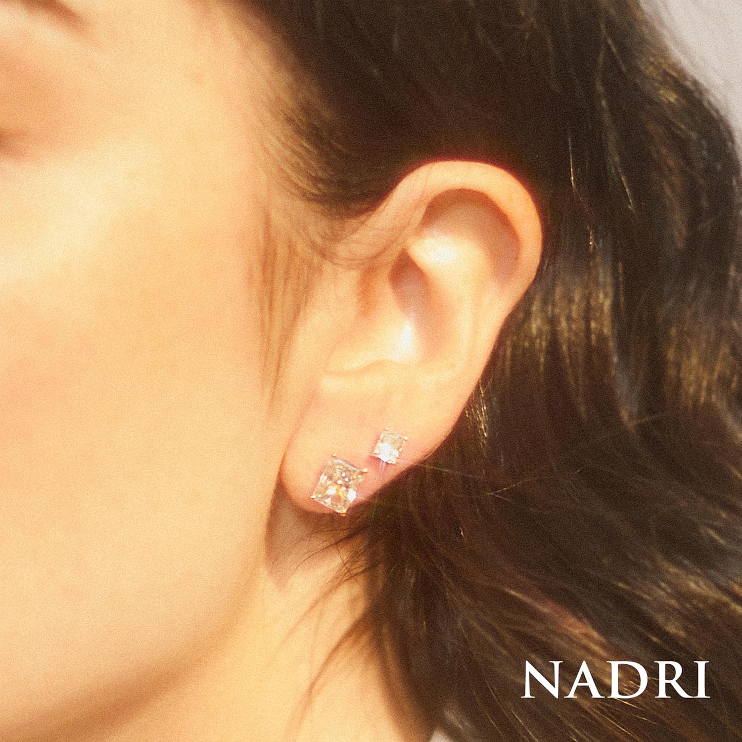Nadri Gold Stud Earrings for Women - 18k-Gold-Plated Earring Studs With Emerald Cut Cubic Zirconia Stones - Exquisite Jewelry for Women