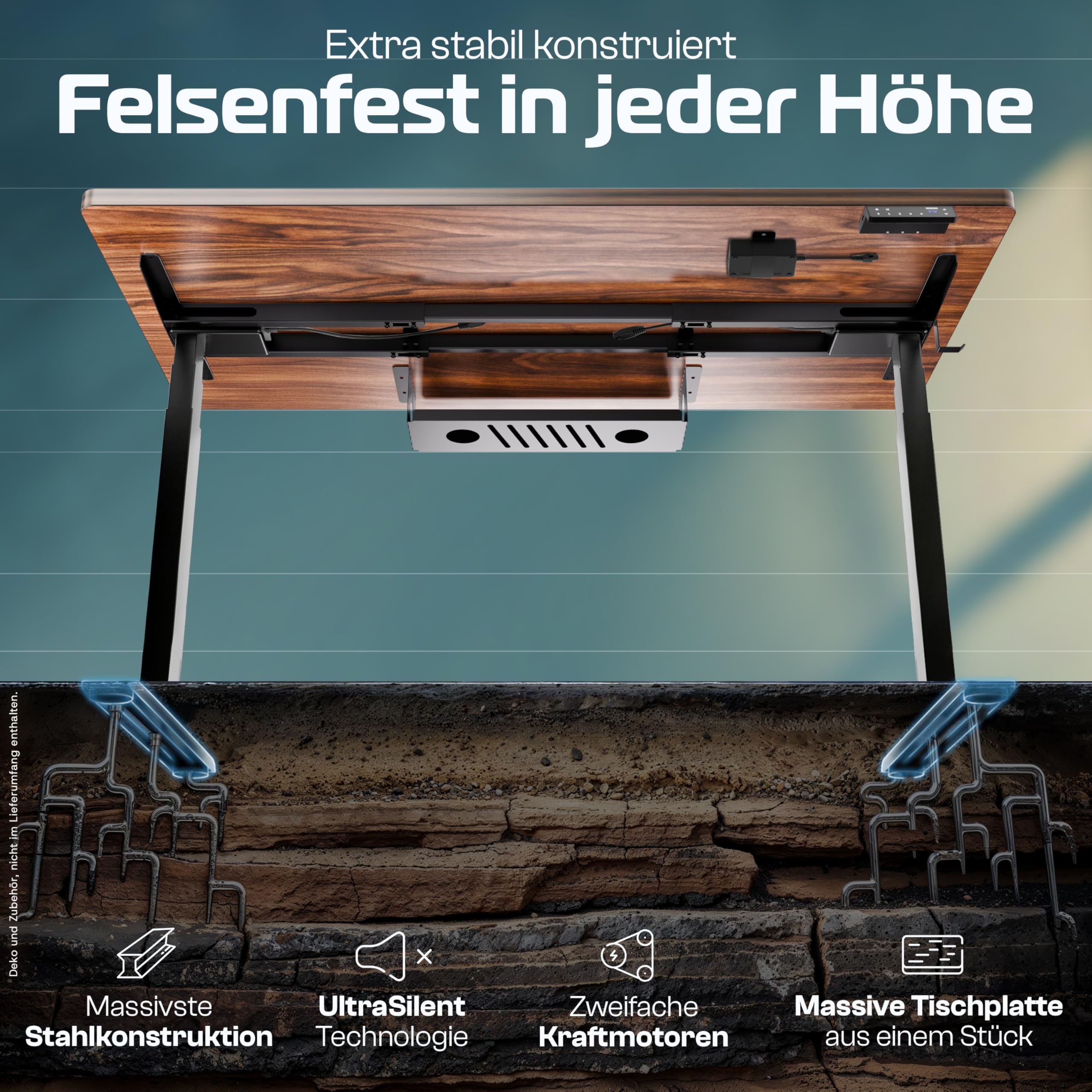 CLOUVOU MasterDesk Höhenverstellbarer Schreibtisch elektrisch 140x70cm [TESTSIEGER] Dual-Motor Schreibtisch höhenverstellbar elektrisch | Elektrischer Schreibtisch mit Memory, 2X USB & Kabelversteck