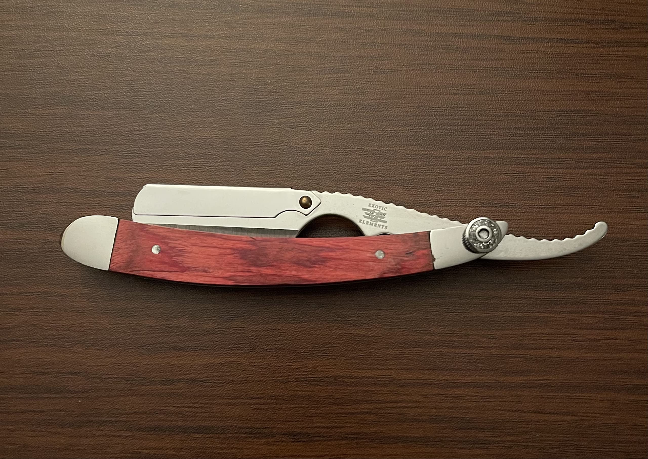 Red Steel Wooden Shaving Hair Cutting Straight Edge Barber Razor Stainless Steel Free Blade