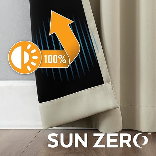 Miniatura 5 de Sun Zero Belize - Juego de 2 paneles de cortinas plisadas con cierre magnético, 100 % opacas, calidad de teatro, 52 x 96 pulgadas, color crema