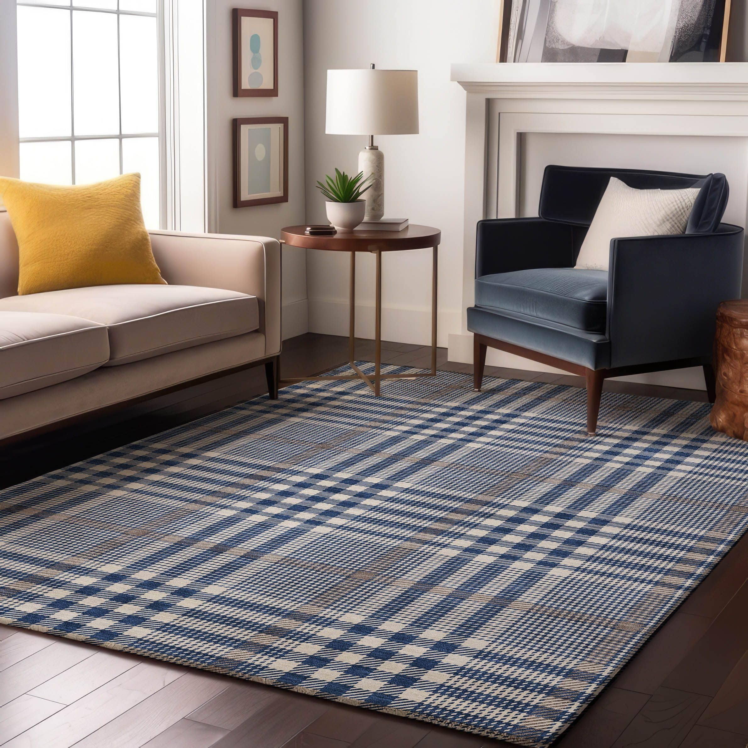 Addison Rugs Mayfield AMF1054 Navy 5' x 7'6" Indoor Premium Machine Washable Rug, Silky Soft, Easy Clean, Non Shedding, Bedroom, Living Room, Dining
