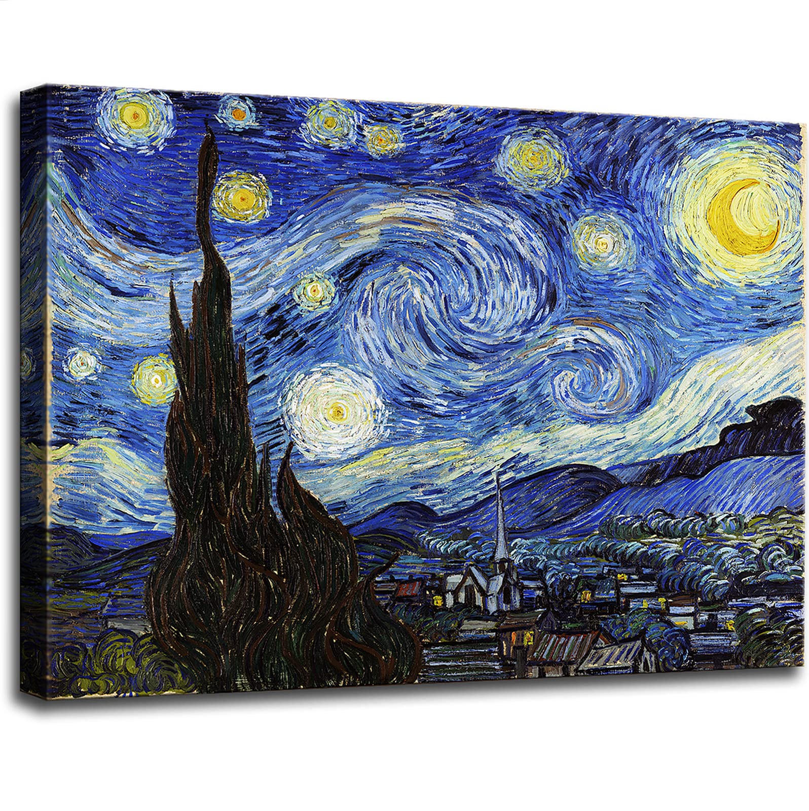 Photo 1 of OKEXCKK Starry Night, Vincent Van Gogh Canvas Wall Art, Classic Artwork Prints for Home Decor - 16"x24" 16x24 Inch Starry Night.Small