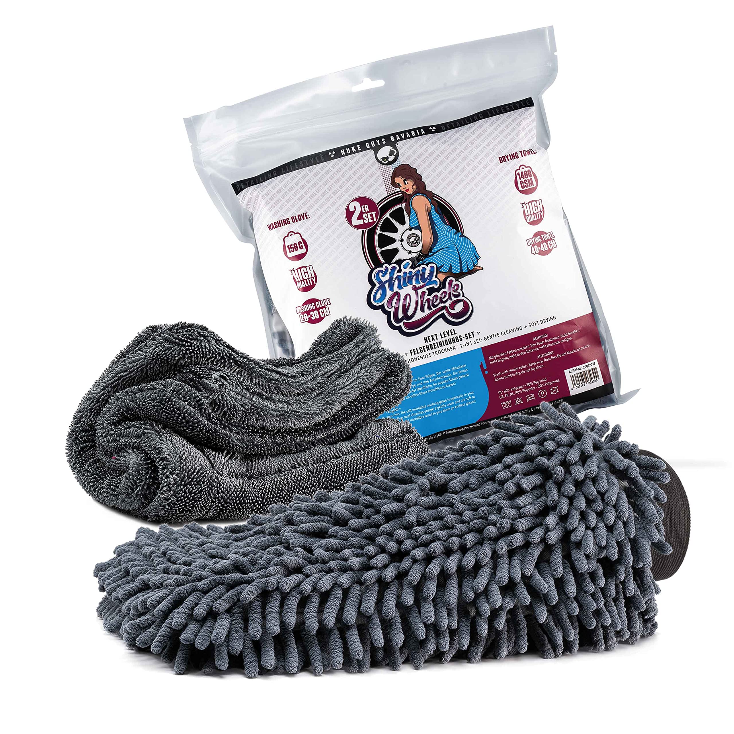 detailmate Juego de Limpieza de Llantas: 4X Tuga Chemie ALU-Teufel 1L Limpiador de Llantas + Juego Nuke Guys Shiny Wheels con paño y manopla Lavado + Cepillo para Llantas ValetPRO + paño Microfibra