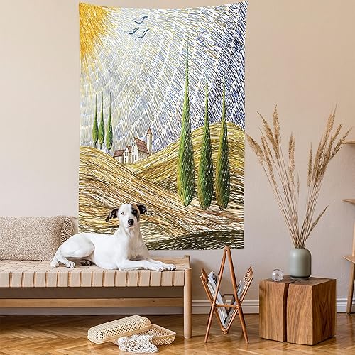 Miniatura 229 de Ambesonne Tapiz gótico, patio con hiedra encantada en la puerta antigua al bosque, colgante de pared ancho para dormitorio, sala de estar, 2-Verde