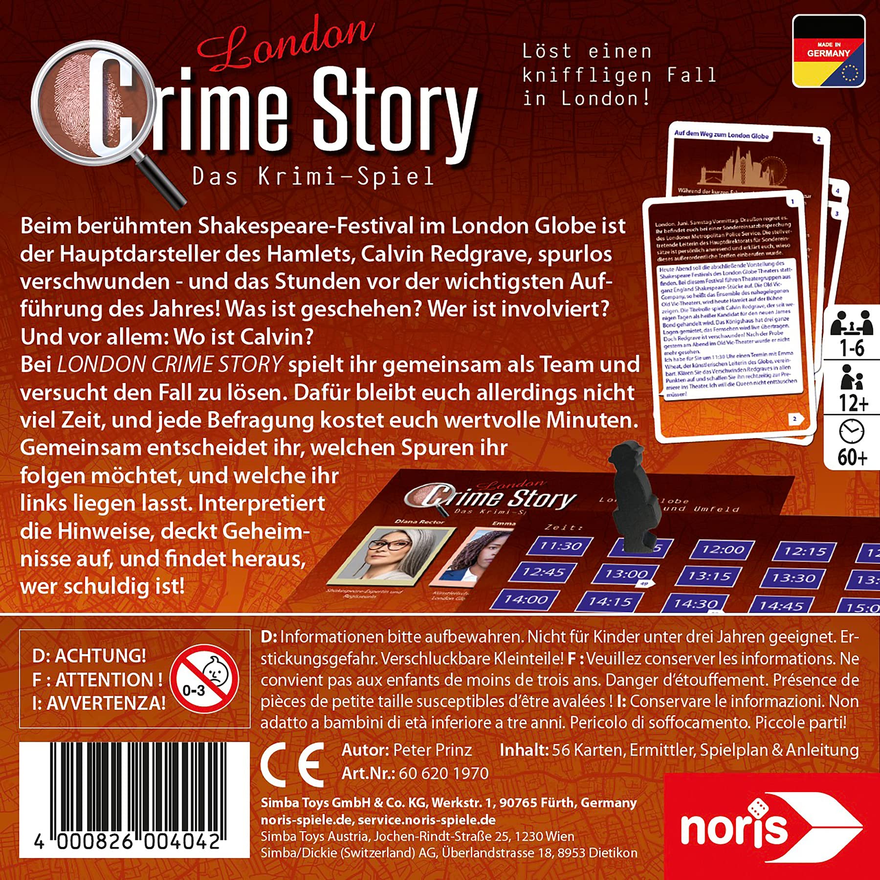 Noris Crime Story London - Gioco Di Carte Investigativo Basato Su Storie Vere, Da 12 Anni