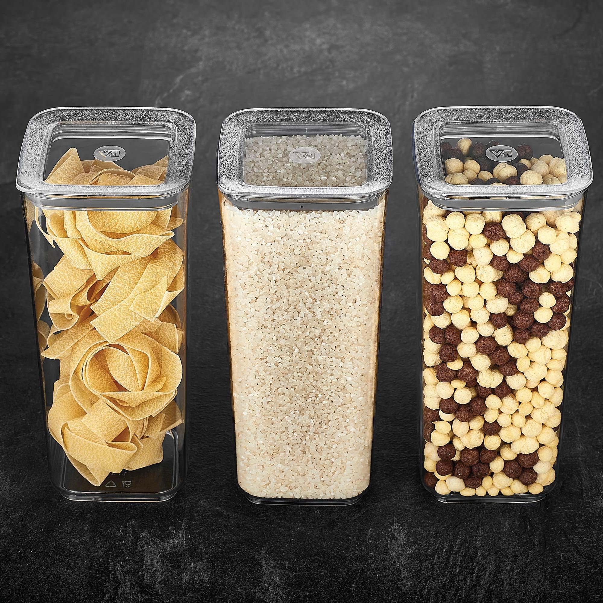 Vip Ahmet 12er luftdichtes Frischhaltedosen-Set für Küche und Speisekammer, vakuumversiegelte, BPA-freie Kristall-Glimmerdosen für Müsli, Mehl, Nudeln und Gewürze, 1,7 l Volumen