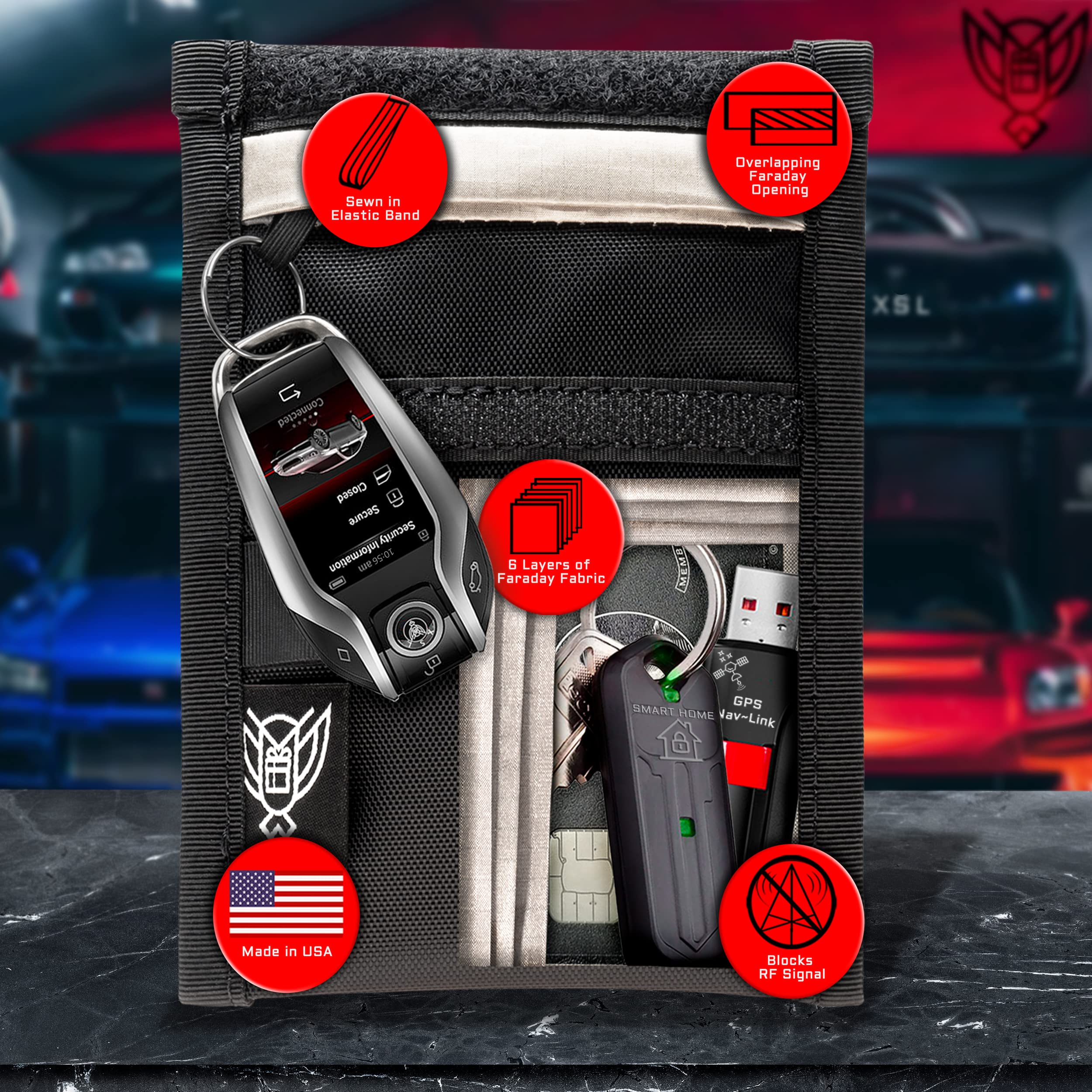 Xtreme Sight Line ~ Xecutive Faraday Bag ~ Data Security for Executive Travel ~ Tracking/Hacking Defense ~ Shoulder Strap Included