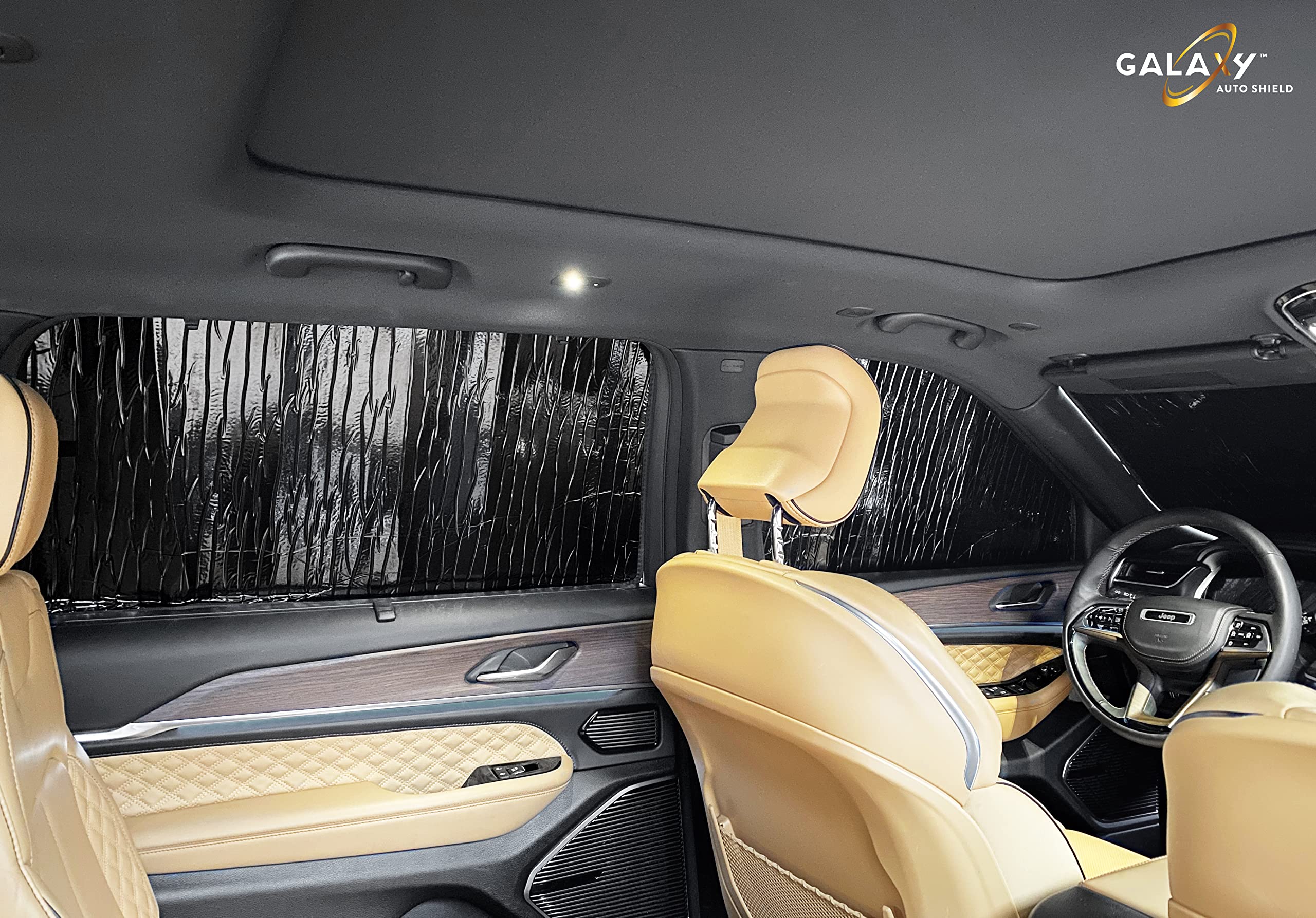 GalaxyAutoShield - Parasol para parabrisas de ajuste personalizado para Jeep Grand Cherokee L SUV 2021 2022 (no compatible con Grand Cherokee), accesorios de privacidad, protección contra rayos UV,