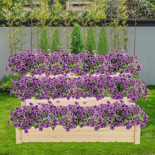 Miniatura 7 de katflyee Flores artificiales resistentes a los rayos UV, 12 paquetes de flores de seda artificiales para exteriores, resistentes a la decoloración,