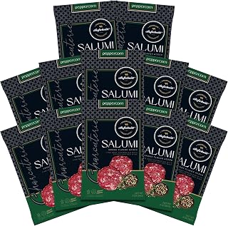 Aufschnitt Meats Kosher Salumi - Sliced Sausage, Charcuterie Meat - Fine Fermented Beef - 2 oz, Peppercorn, 12 Pack