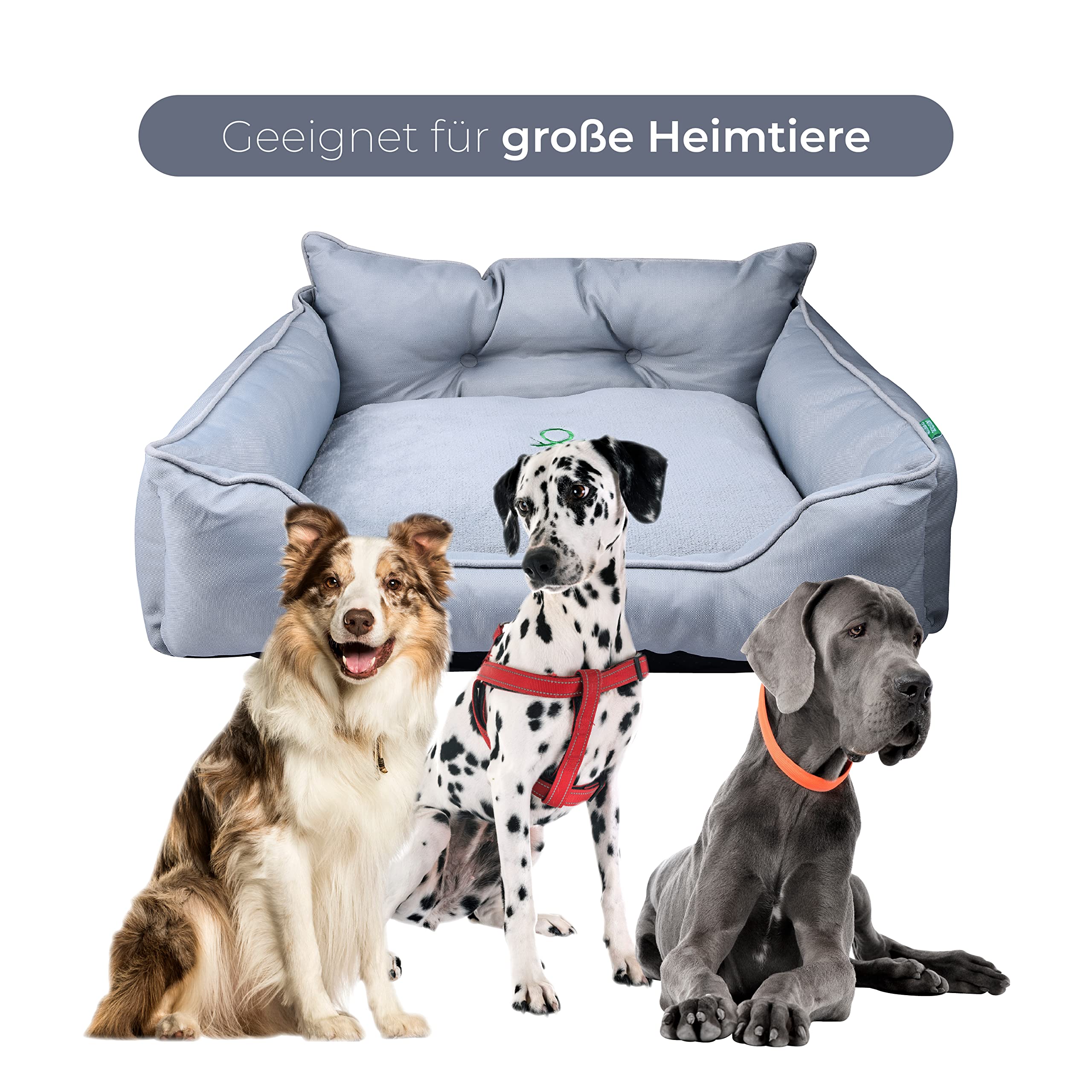 United Colors of Benetton. Pets - Hundebett, Ergonomisches Bett für Große Hunde, Aus Polyester, Waschmasschinegeeignet, Grau, Größe XL, 90x70x28 cm