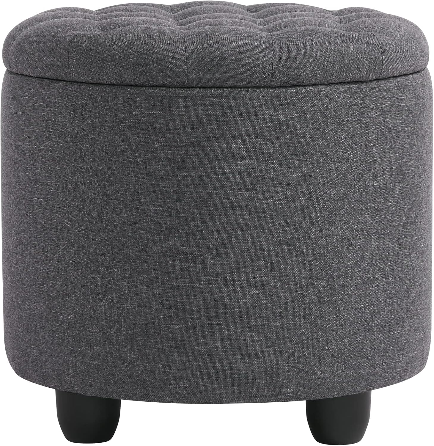 Furnimart Round Storage Ottoman with Cover Lid, Tufted