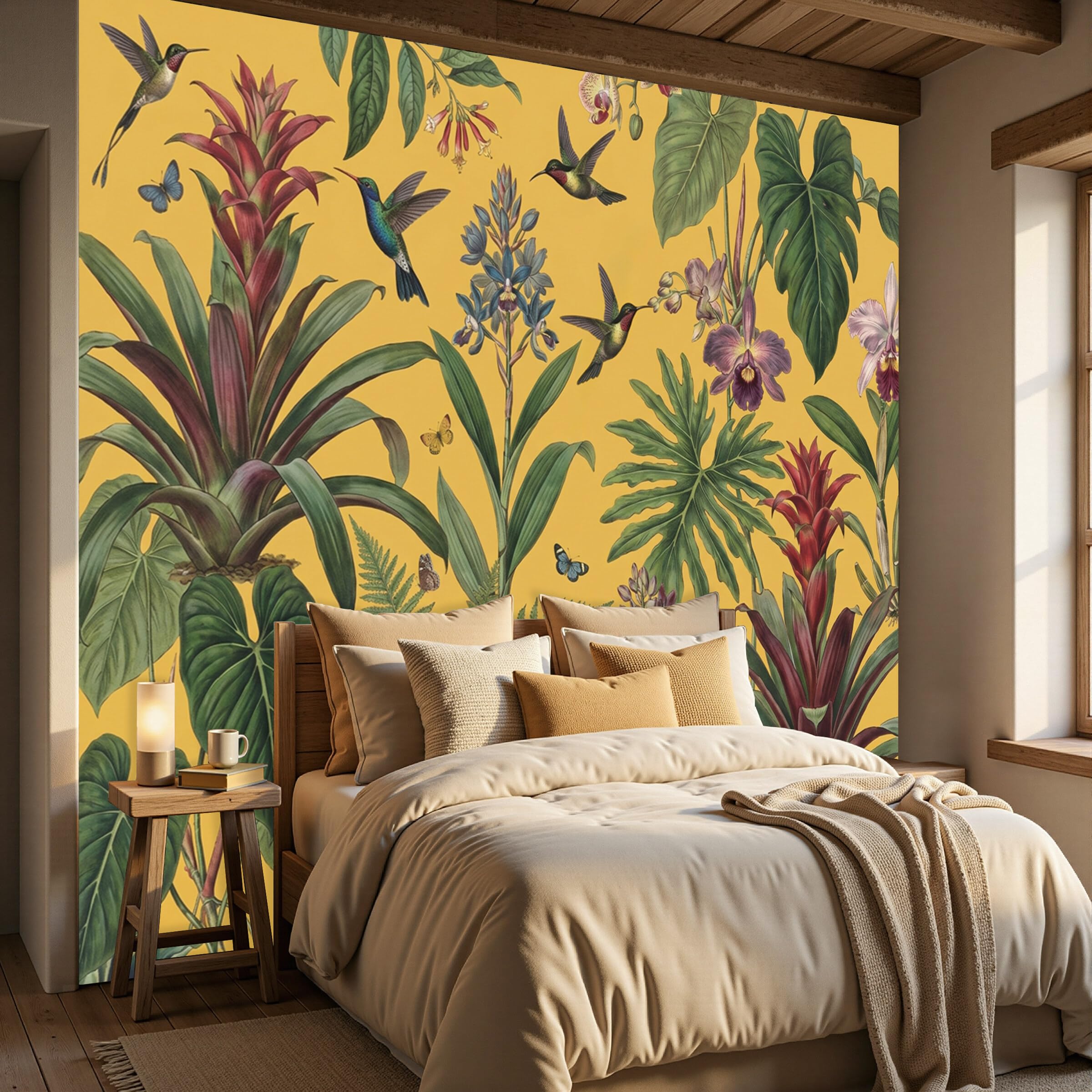 Carta Da Parati Ananas Colibrì Piante Del Pacifico Meridionale Carta Da Parati Fotomurali Poster Murale Soggiorno Camera Letto Minimalista Tv Sfondo, 300X210Cm