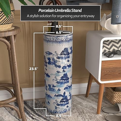 Miniatura 4 de Idea de regalo para decoración casera elegante de calidad fina - Depósito clásico para guardar paraguas y bastones de porcelana china de 24 pulgadas