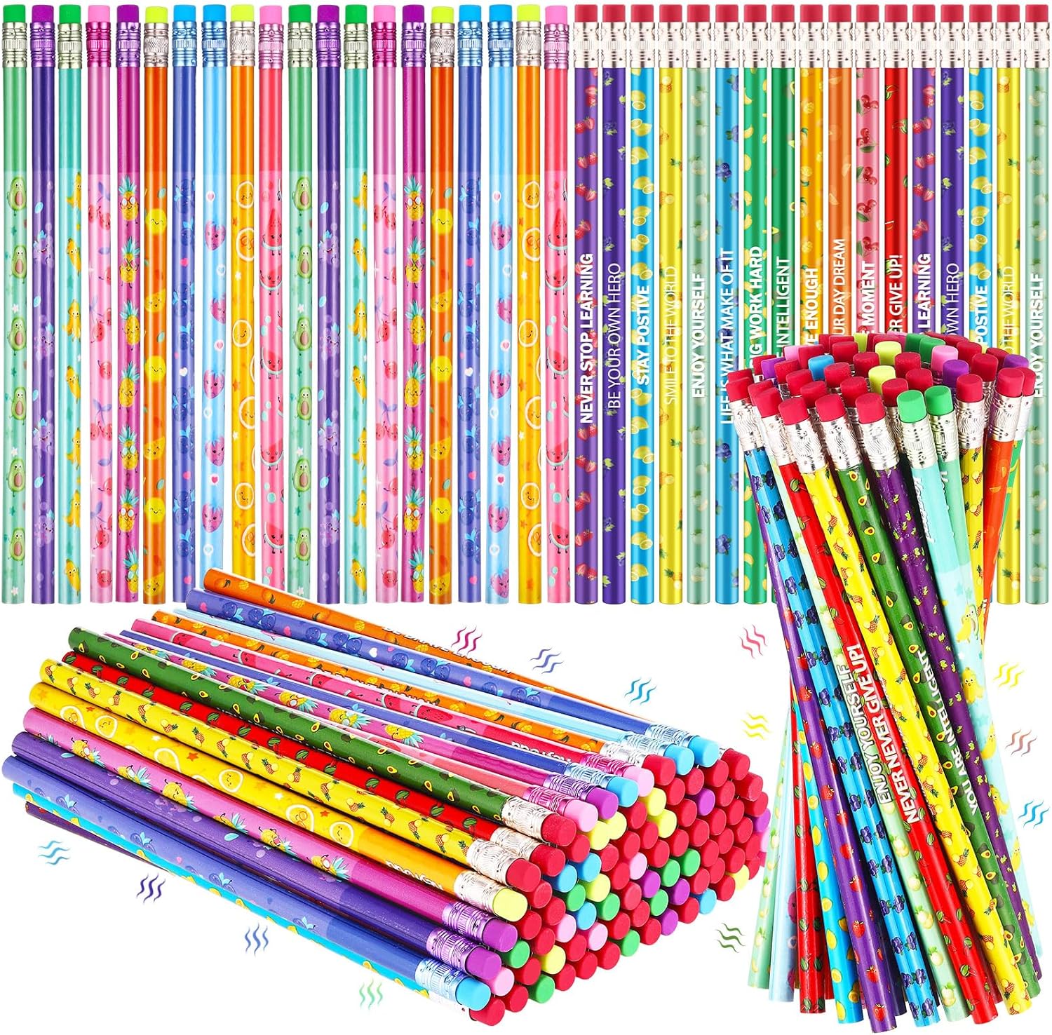 110 Pcs 22 Styles Motivational Pencils Bulk Scented