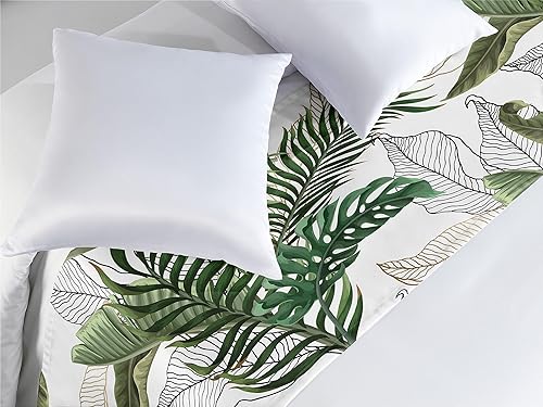 Ambesonne Camino de cama tropical, estilo hawaiano, adorno exótico de palmera y hojas de plátano, bufanda decorativa para hoteles, hogares y