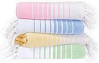 Vista 14 de Native Fab Paquete de 4 toallas turcas de playa, de gran tamaño, 40 x 71 pulgadas, de secado rápido, sin arena, ligeras, absorbentes, multiusos