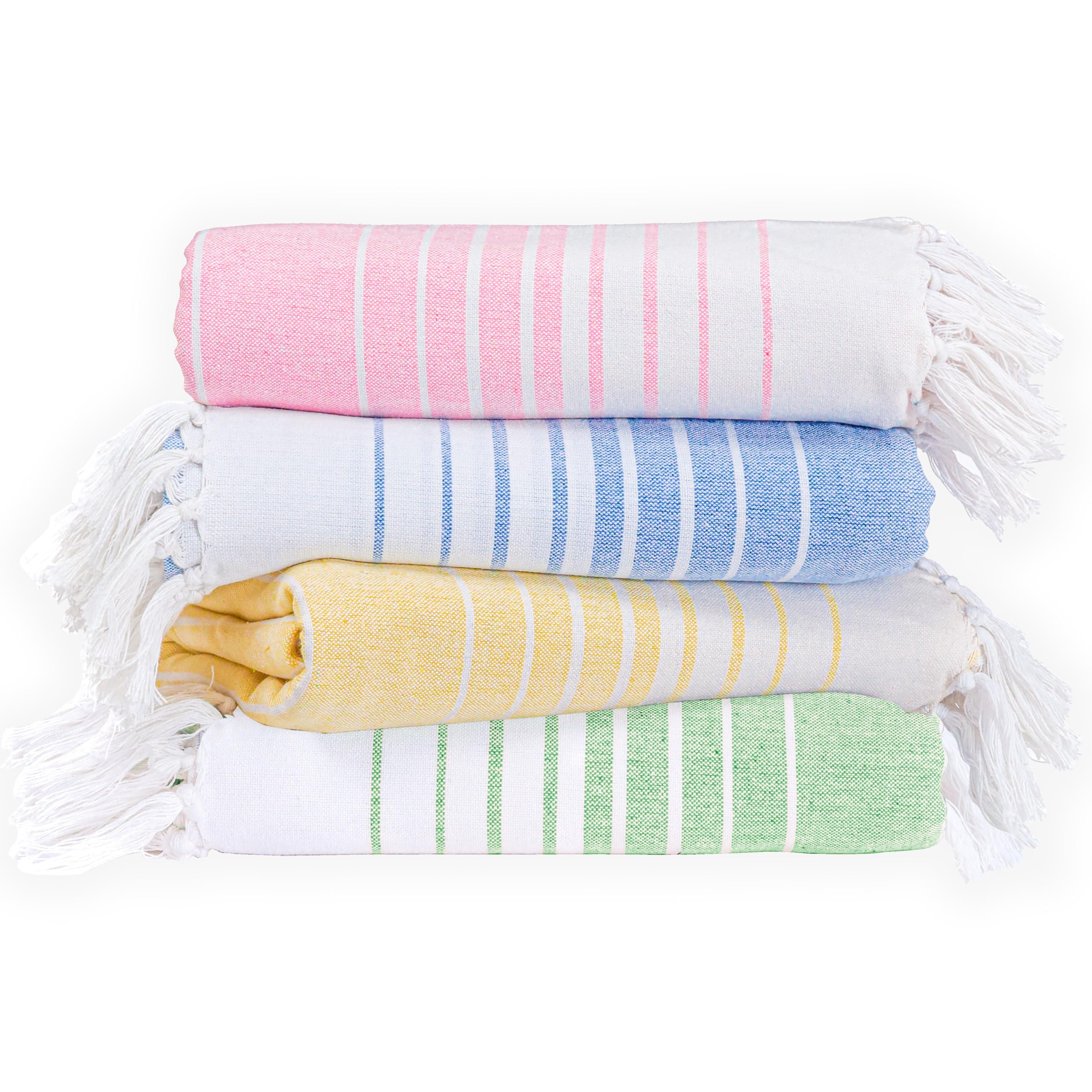 Native Fab Oversized Beach Towel, 4 Pack, 40x71 inches 100% Cotton Turkish Peshtemal for Adults,Soft & Absorbent, Extra Large Beach Towel for Hammam