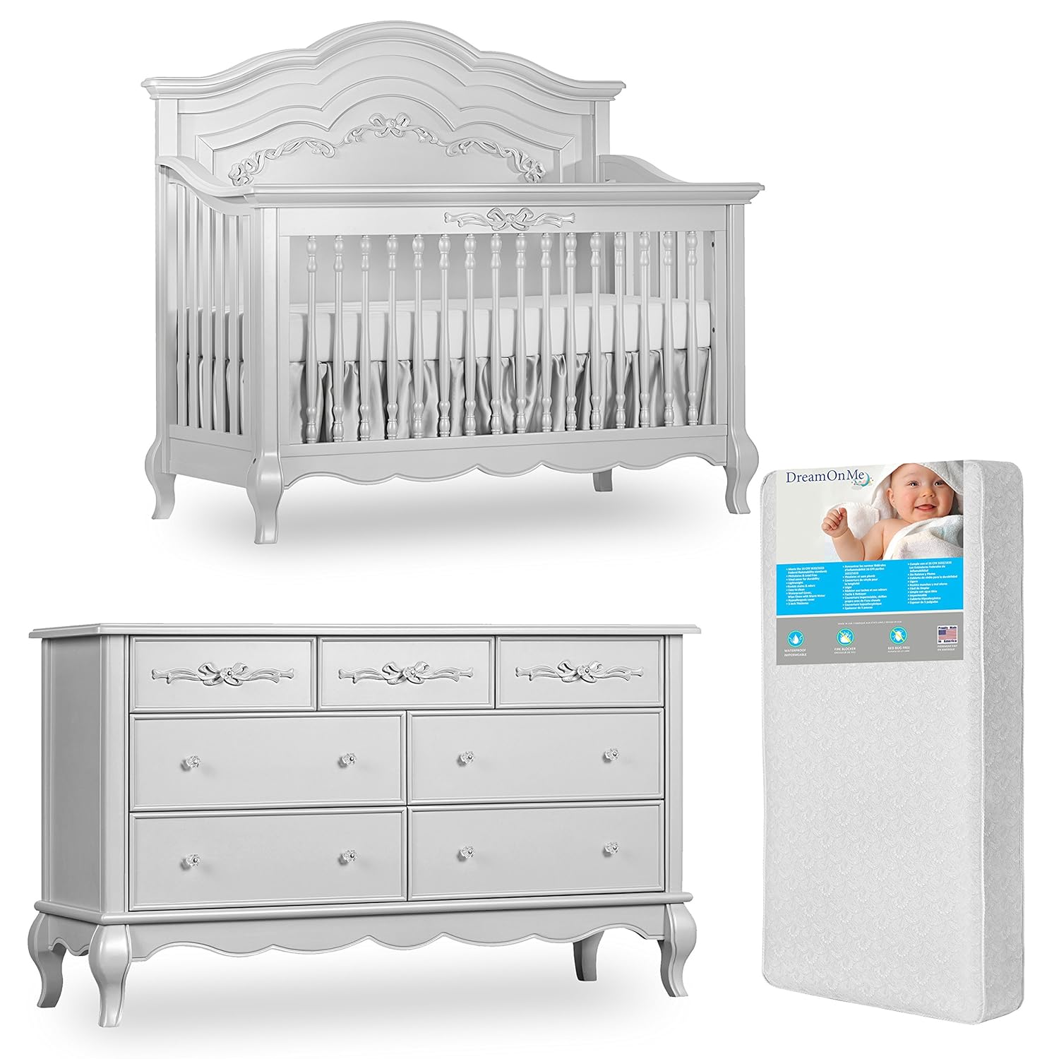 Evolur Aurora 5in1 Convertible Crib and Double Dresser
