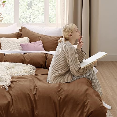 Miniatura 40 de Bedsure - Juego de ropa de cama de 3 piezas, prelavado, extrasuave, con 1 funda de edredón de 104 x 90 pulgadas con cremallera y 2 fundas