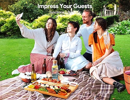 Miniatura 5 de Tablas de charcutería, tabla de queso Thereye con juego de cuchillos, juego de tablas de charcutería de bambú, regalos para mujeres, regalos de