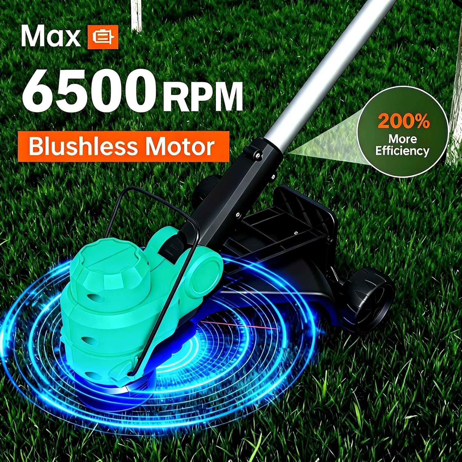 20V Wireless String Trimmer & Edger, 2-in-1 12-Inch Electric Grass Trimmer with 2x2.0Ah Li-Ion Batteries, Fast Charger, Automatic Line Feed for Lawn Garden Edging