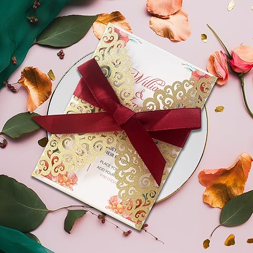 Juego de tarjetas vintage de dibujos animados dorados para personas navideñas, 25 tarjetas cortadas con láser con sobres y cintas