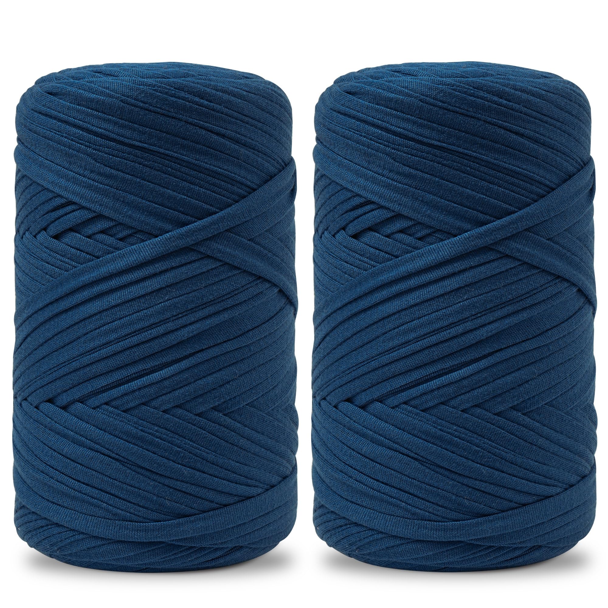 Vincona 2x200g T-Shirt Garn, TShirt Garn zum Häkeln, Geeignet für gehäkelte Taschen, Körbe, Wandbehänge, Heimdekoration, DIY-Bastelarbeiten-Jeansblau 18