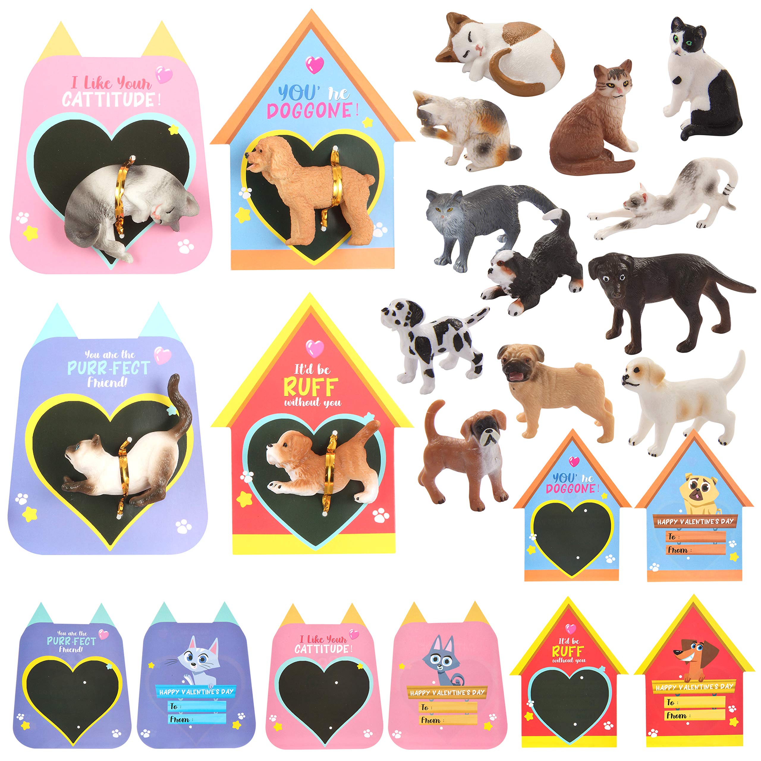 Amazon.com: JOYIN 16 Pack Valentines Day Card with Dog and Cat Figure Toys for  Valentine Kids Party Favor, Classroom Exchange Prizes, Valentine's Greeting  Cards : Toys & Games