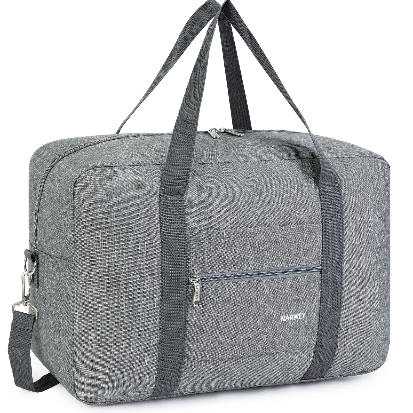 Narweyfor Easyjet Airlines Cabin Bag 45x36x20 Underseat Foldable Travel Duffel Bag Holdall Tote Carry on Luggage Overnight for Women and Men 25L (Thick Series Grey (with Shoulder Strap))