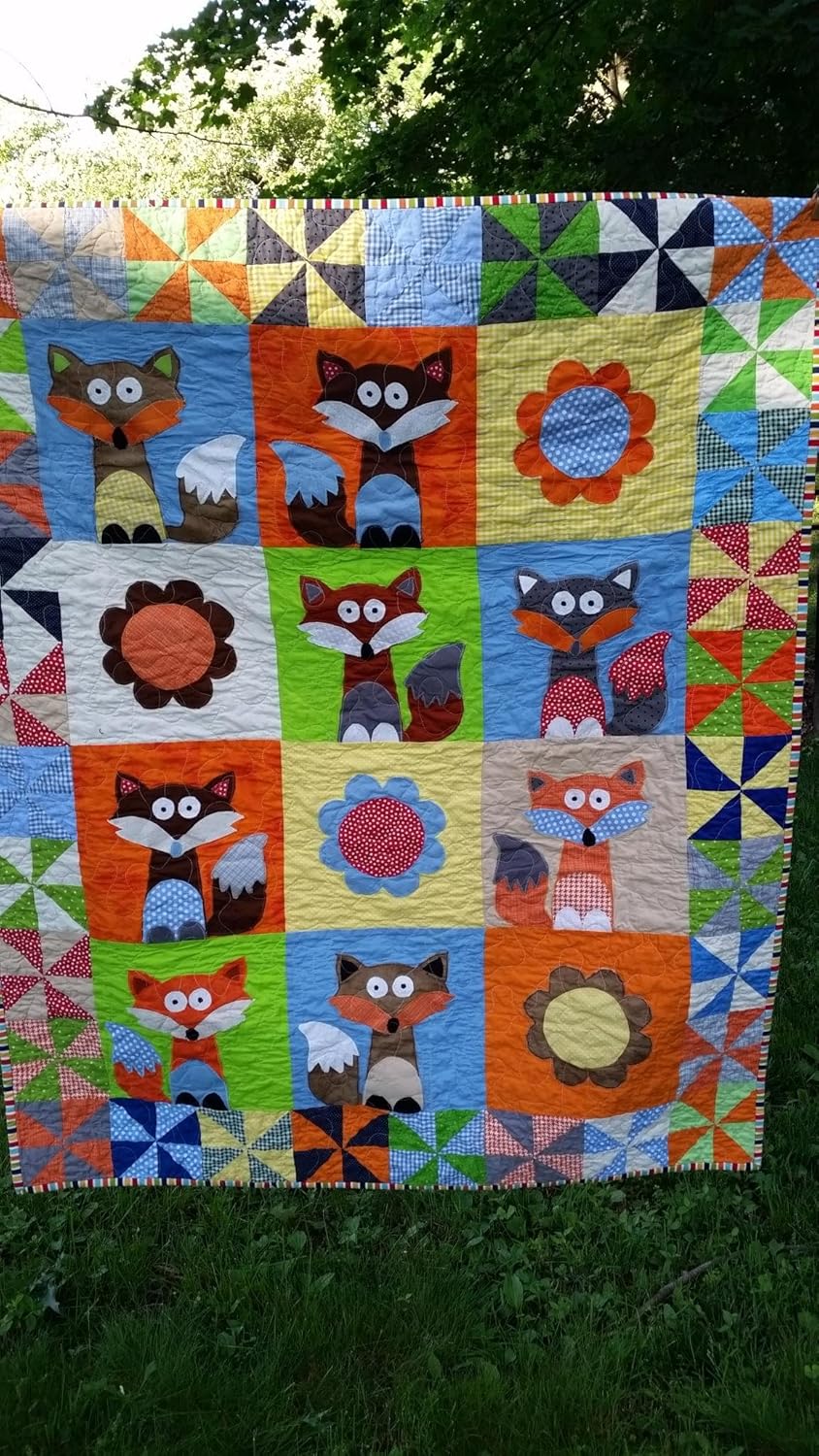 Woodland Crib Quilt, Fox Crib Quilt, Handmade Crib Quilt, Woodland Critter Quilt