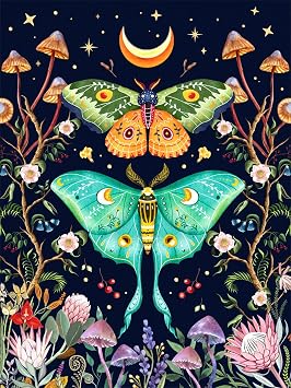 SANYUN Diamond Art Kits for Adults Beginners,Luna Moth 5D Diamond Painting for Adults,DIY Flowers Mushroom Paint with Diamonds Art Crafts for Gift and Decoration12 X 16 Inch