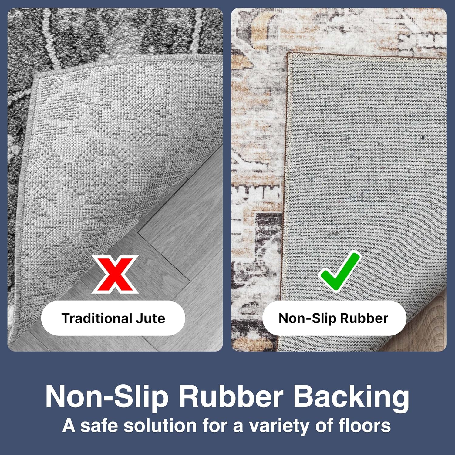 Well Woven Elle Basics Rendezvous Beige 5'3" x 7'3" - Non-Slip Rubber Backed Washable Modern Vintage Area Rug for Bedrooms, Living Rooms, Dining Spaces - Easy to Clean & Durable