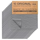 SUPERSCANDI 10 Pack Swedish Dishcloths for Kitchen - 100% Biodegradable & Compostable Reusable Paper Towels Washable, Food-Safe & Without Plastic - Dish Rags Suitable for Any Surface, Grey