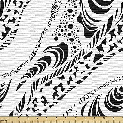 Miniatura 407 de Ambesonne The Yard - Tela de hibisco de flores tropicales en tonos de la vida real, tela decorativa para tapicería, cestas de almacenamiento